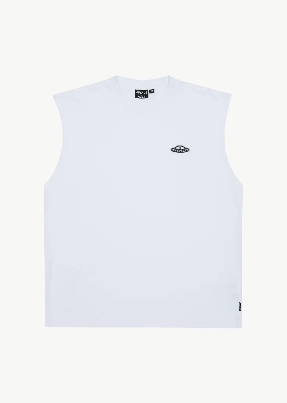 AFENDS Mens Earthling - Sleeveless Tee - White