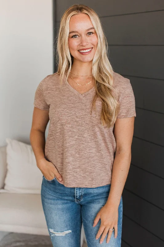 Gotta Have It V-Neck Top- Taupe