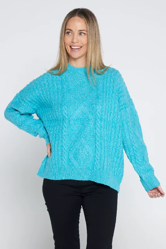 Miranda Cable Knit Jumper - Aqua