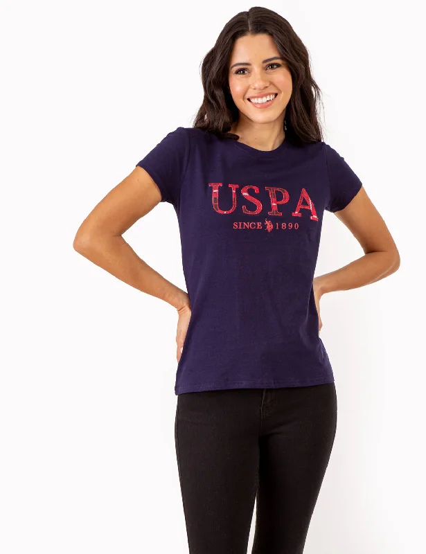 USPA STITCH APPLIQUE CREW NECK T-SHIRT