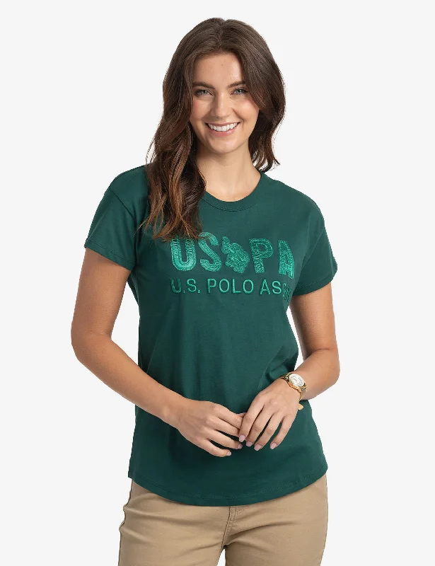 USPA TONAL APPLIQUE DROPPED SHOULDER T-SHIRT