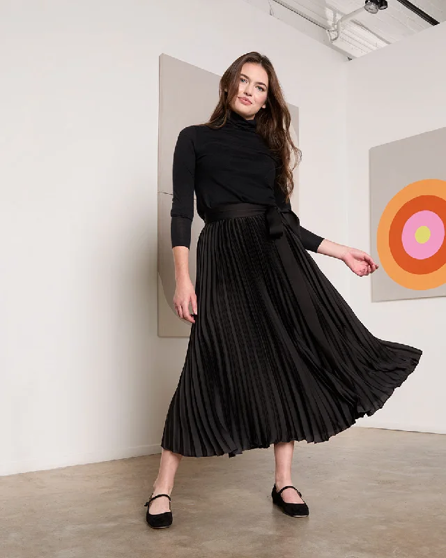 Julianne Wrap Skirt in Black Crepe