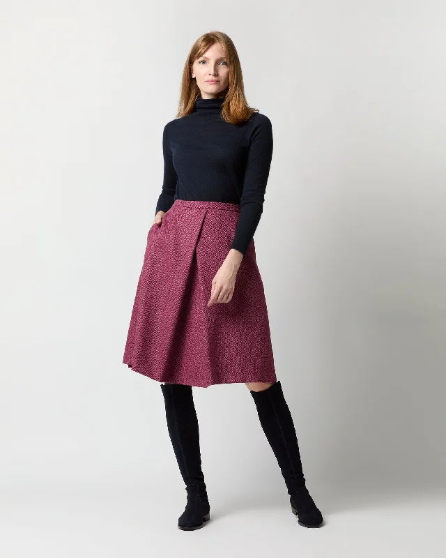 Preston Skirt in Magenta Herringbone Wool