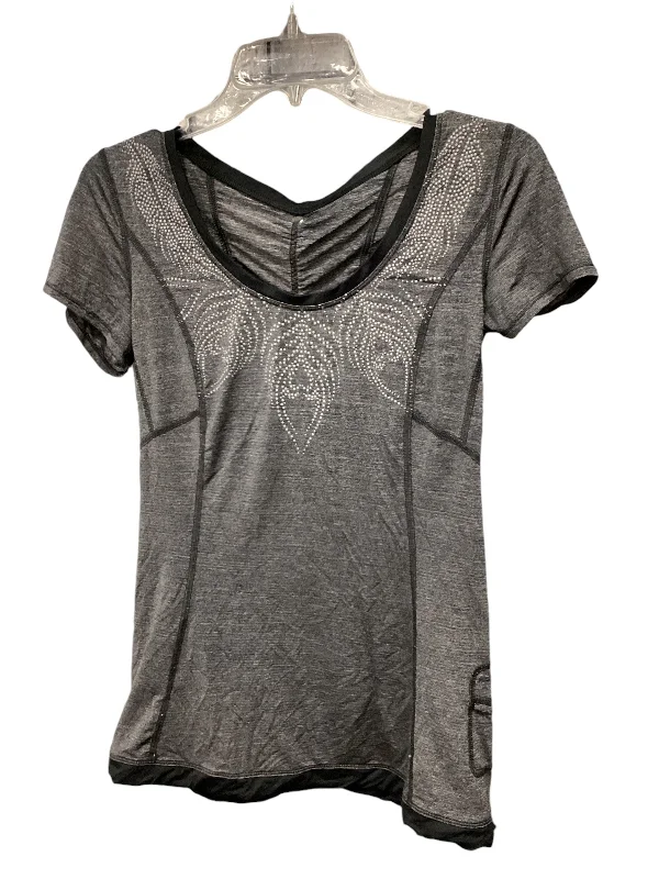 Athletic Top Short Sleeve By Lululemon In Grey, Size: 8