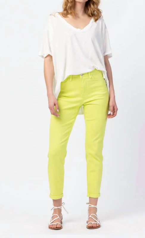 High Waist Denim In Lime