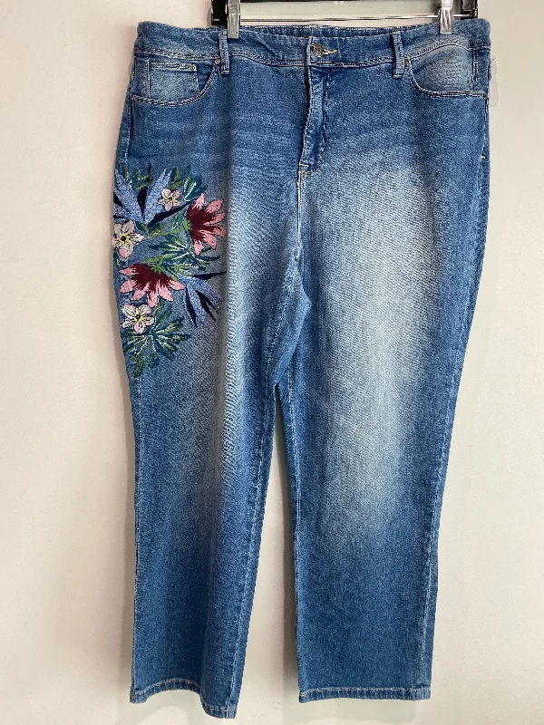 Jeans Cropped By Chicos In Blue Denim, Size: 16