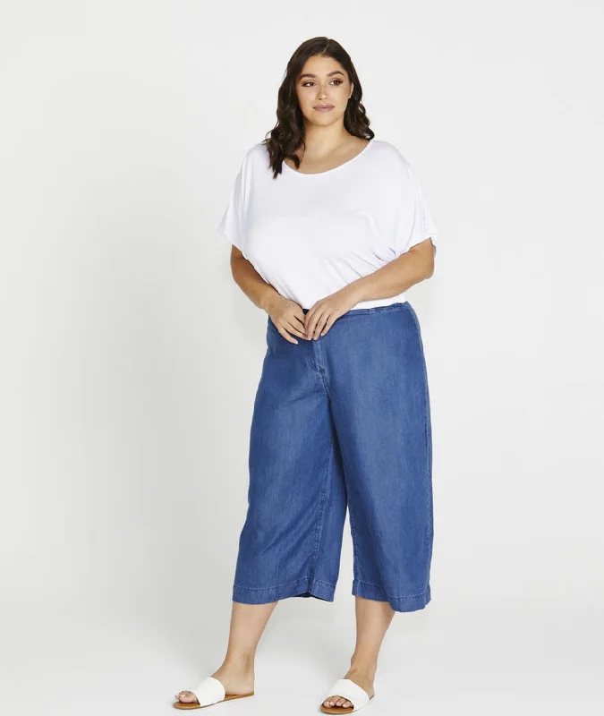 Betty Basics Apollo Bay Lyocell Crop Pant Antique Indigo