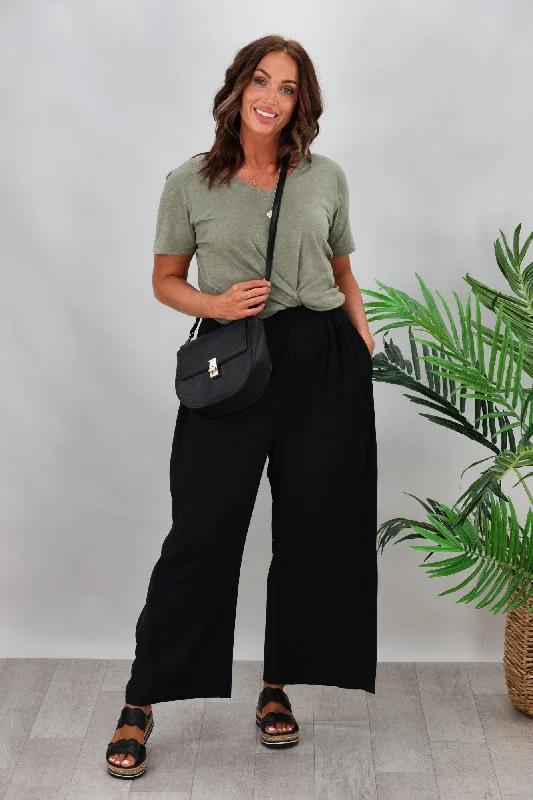 Tirelli Side Panel Palazzo Pant Black