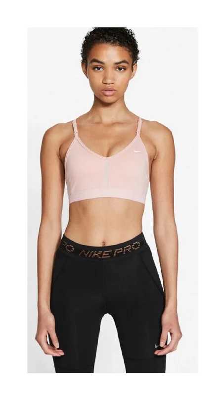 Nike Women's Dri-FIT Indy Light-Support Padded V-Neck Sports Bra, Pink, L