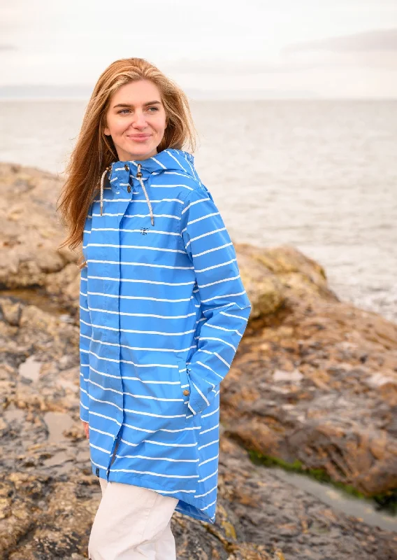 Long Beachcomber Jacket - Azure Blue Stripe