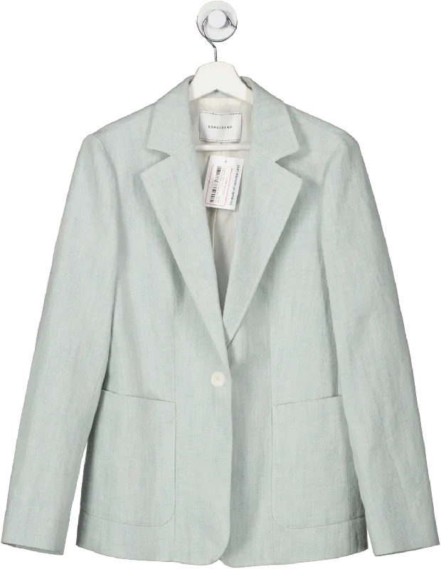 Longchamp Blue Linen Blend Blazer Jacket UK 12