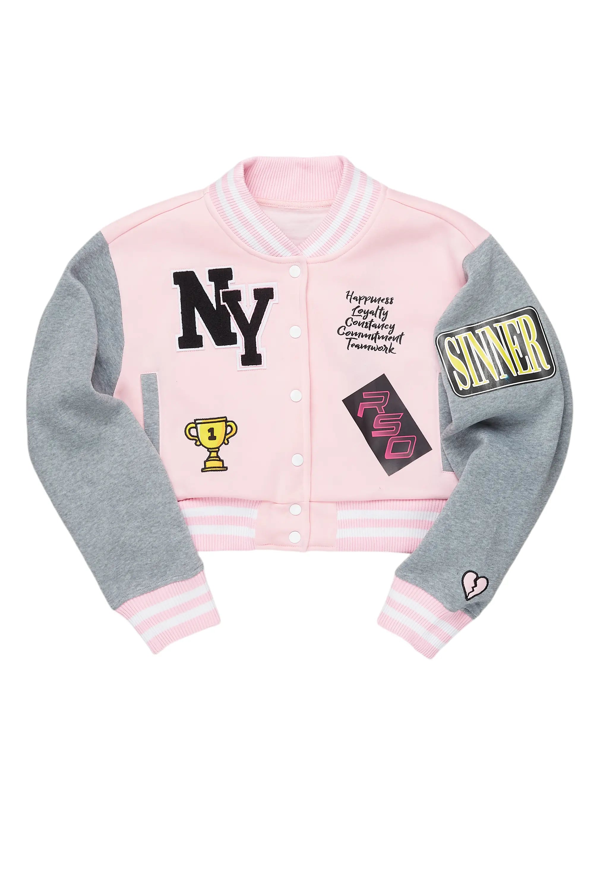 Khadera Pink Varsity Jacket