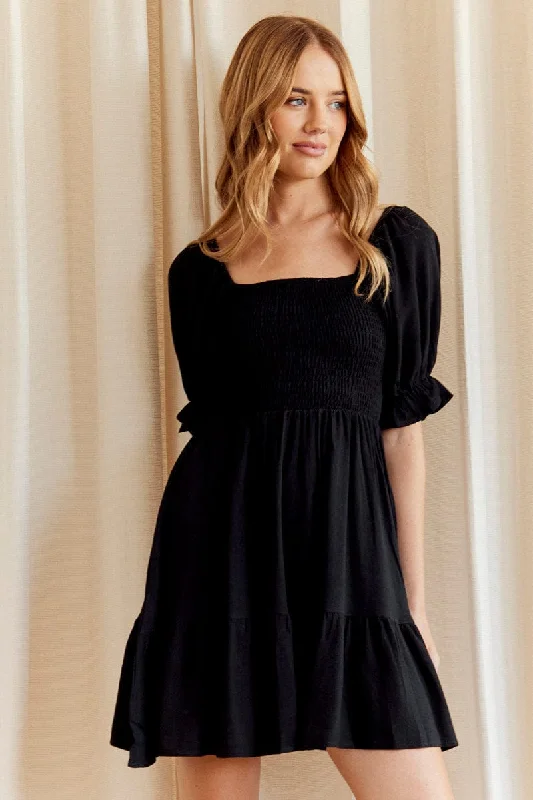 Black Mini Dress Short Sleeve