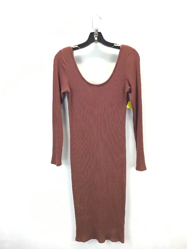 Dress Casual Midi By Fashion Nova In Rust, Size: M