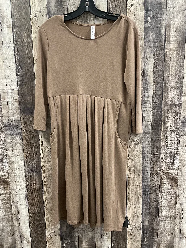 Dress Casual Midi By Zenana Outfitters In Tan, Size: L