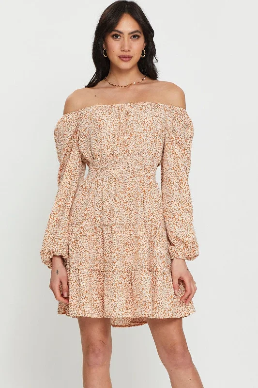 Print Mini Dress Long Sleeve