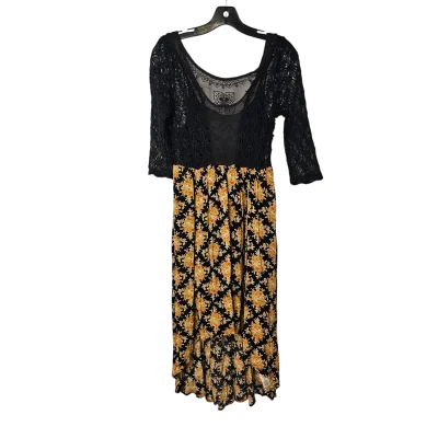 Dress Casual Maxi By Free People In Black & Yellow, Size: 6