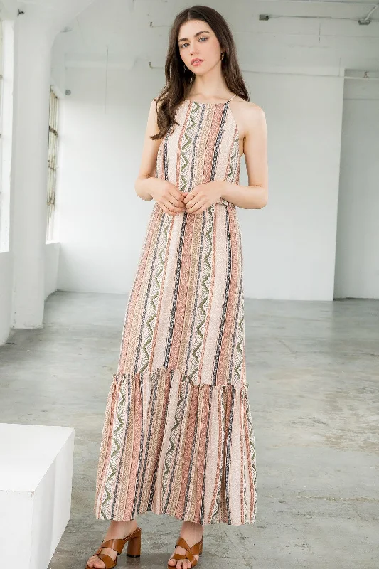 Halter Print Maxi Dress