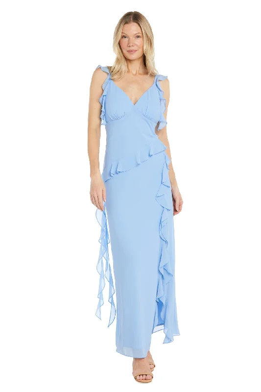 R&M Richards 6187 Long Ruffle Formal Maxi Dress