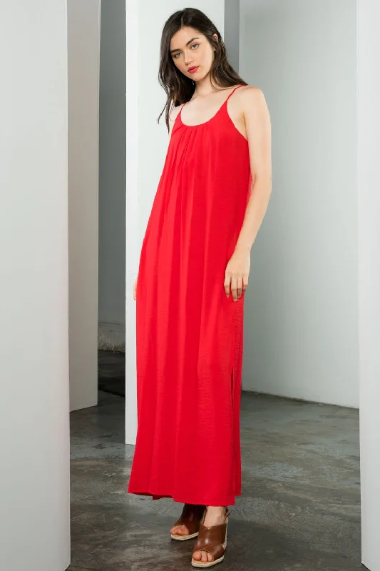 Spaghetti Strap Slit Maxi Dress