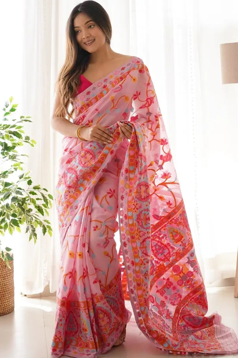 Party Wear Kashmiri Silk Saree Collection For Girls