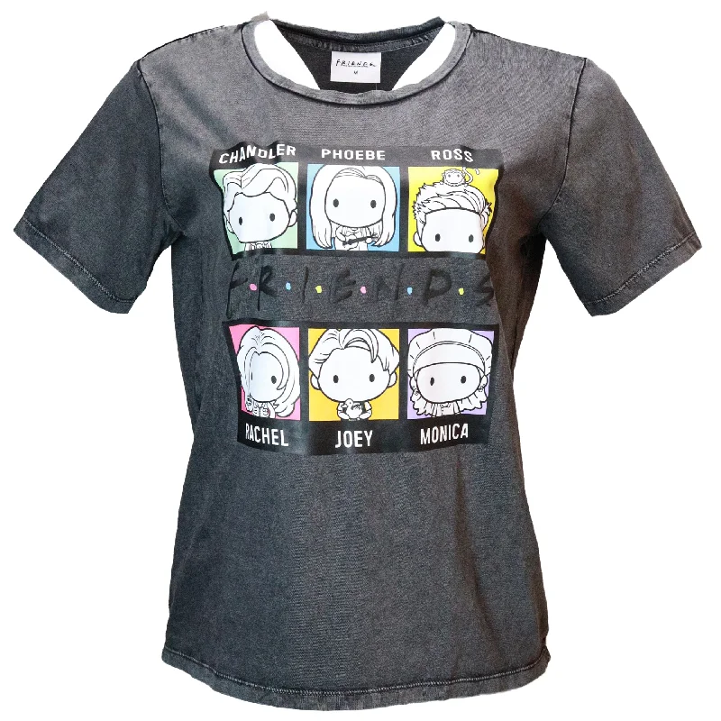 Acid Wash Friends Printed T Shirt