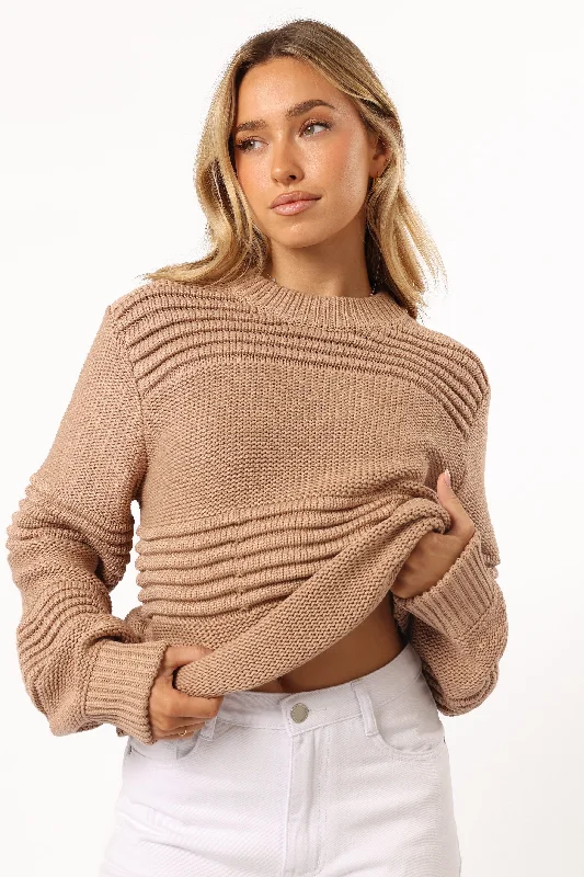 Beckett Textured Stripe Knit Sweater - Beige