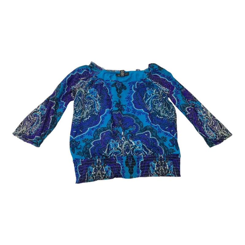 Blouse 3/4 Sleeve By Inc In Blue, Size: S