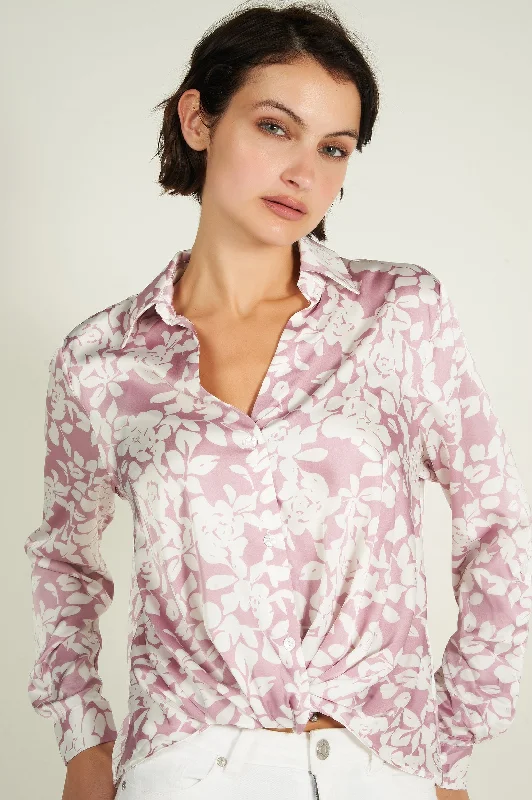 Blouse fleurie en satin - DALPHINA-I - (E-B2)