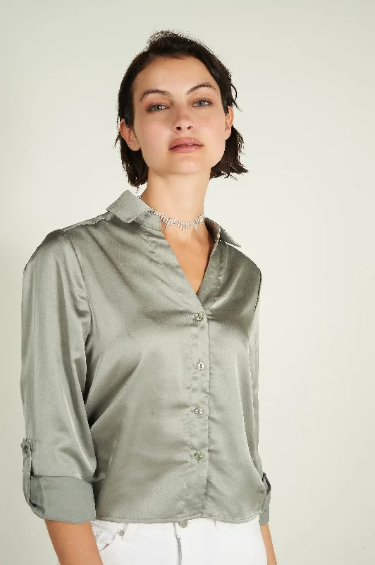 Blouse courte en satin - CARMELA-U - (E-B2)