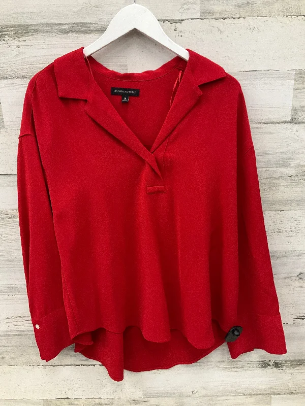 Blouse Long Sleeve By Banana Republic In Red, Size: M