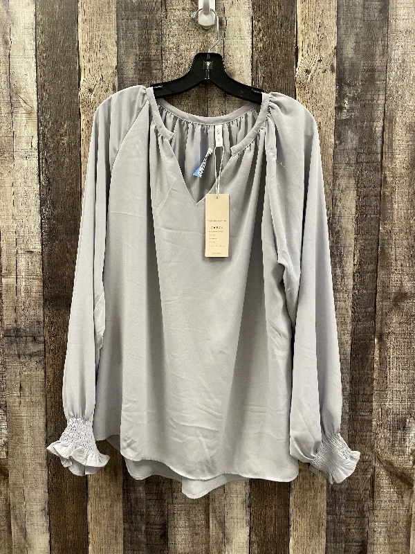 Blouse Long Sleeve By Cme In Grey, Size: Xl