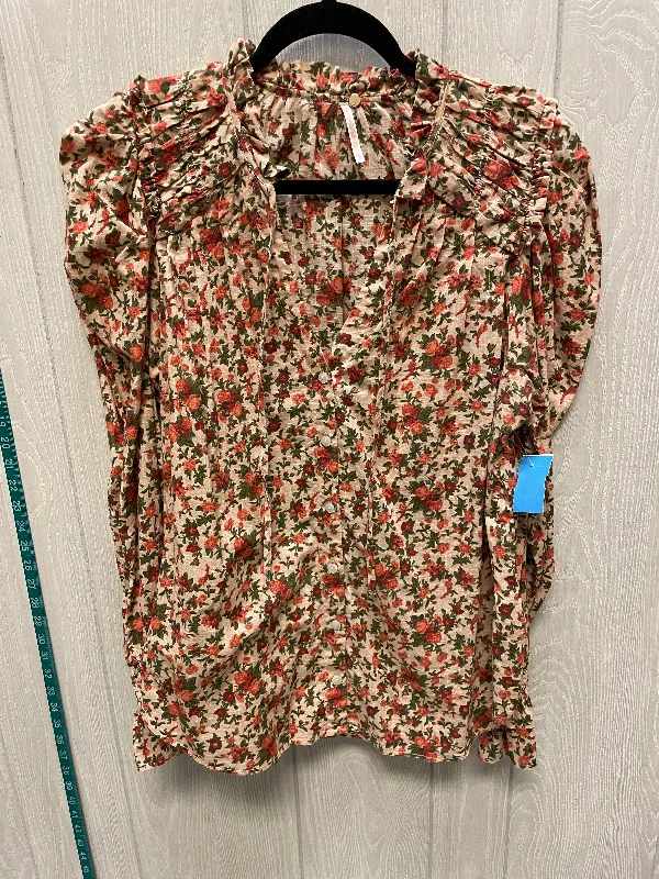 Blouse Long Sleeve By Free People In Floral Print, Size: L