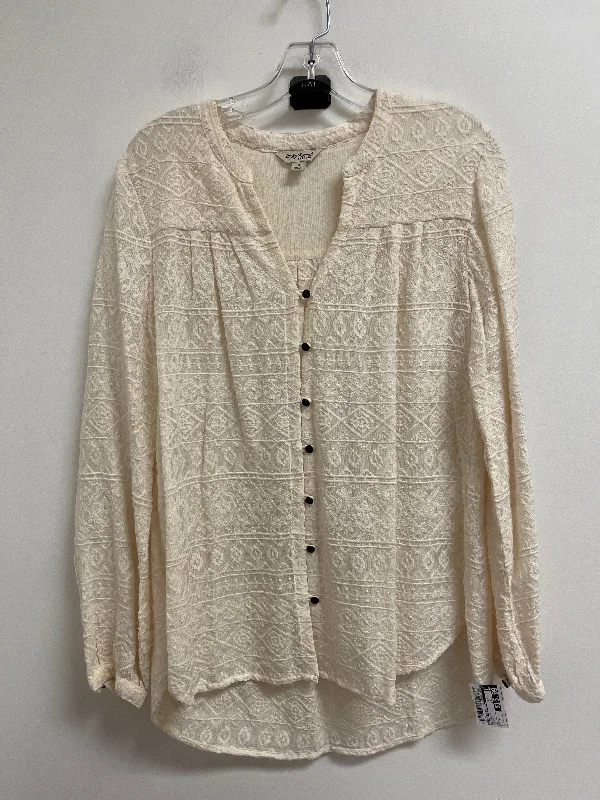 Blouse Long Sleeve By Lucky Brand In Cream, Size: S