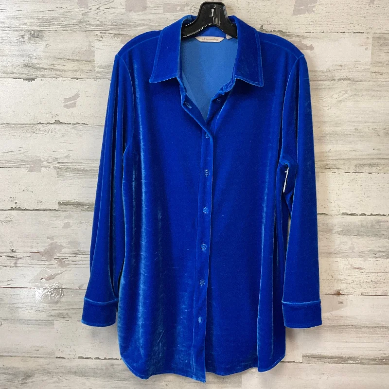 Blouse Long Sleeve By Soft Surroundings In Blue, Size: M