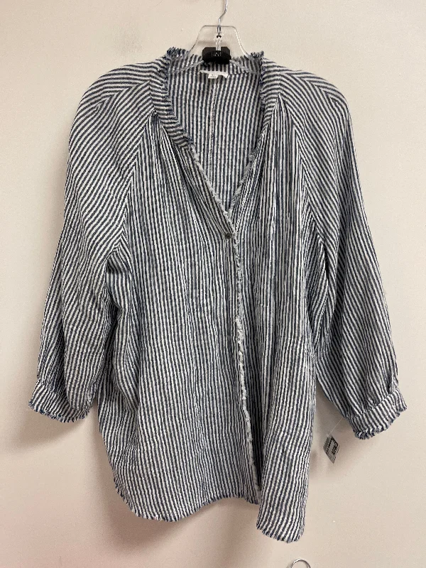 Blouse Long Sleeve By West Bound In Blue, Size: Xl