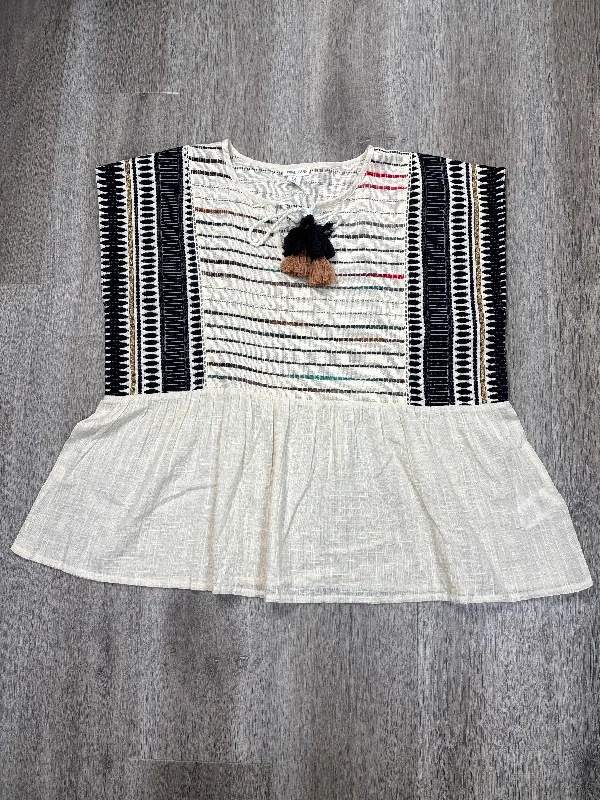 Blouse Short Sleeve By Tribal In White, Size: L