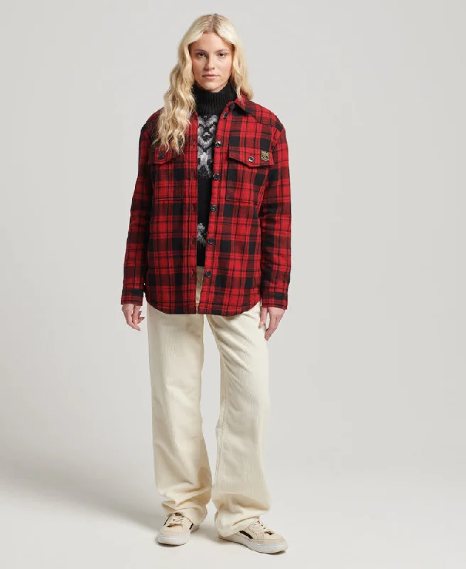 Borg Flannel Check Overshirt | Red Check