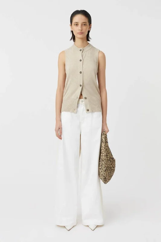 Camilla and Marc Macie Sleeveless Cardigan - Oatmeal Melange