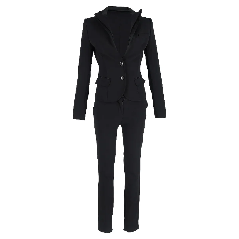 Dolce & Gabbana Single-Breasted Blazer and Slim-Fit Trousers Set in Black Wool