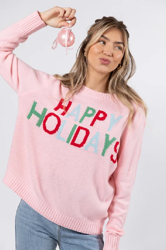 Happy Holidays To You Pink Sweater FINAL SALE