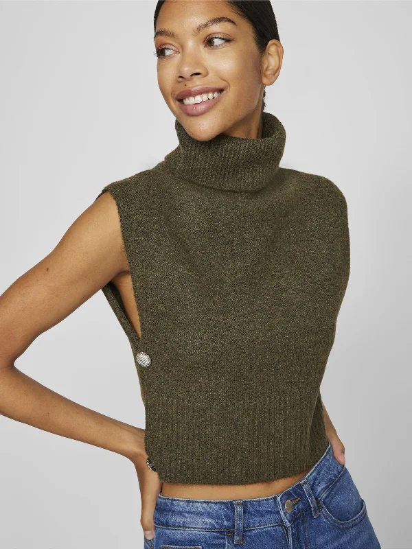 LYLA EMBELLISHED KNIT VEST OLIVE