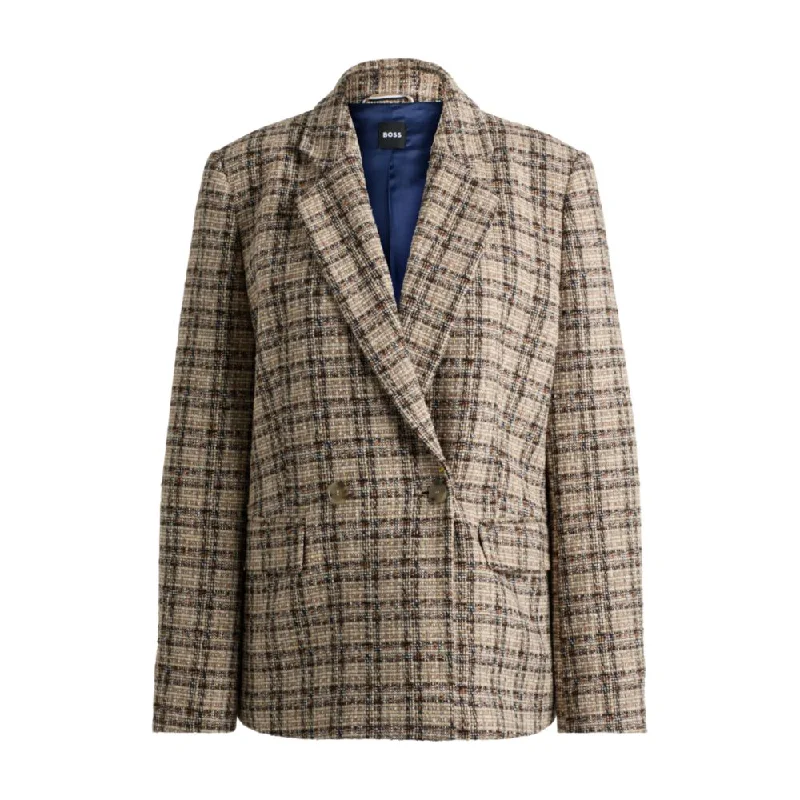 Relaxed-fit double-breasted jacket in checked tweed