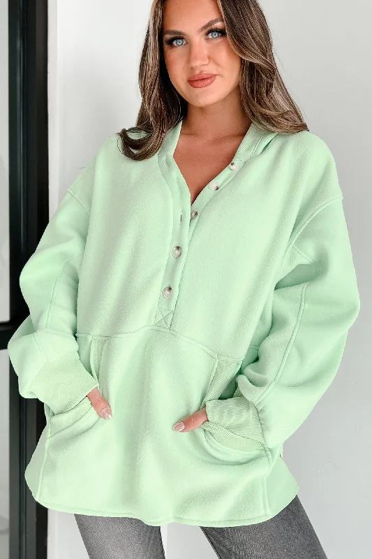 Reserved For Snuggles Oversized Fleece Hoodie (Ultra Mint)