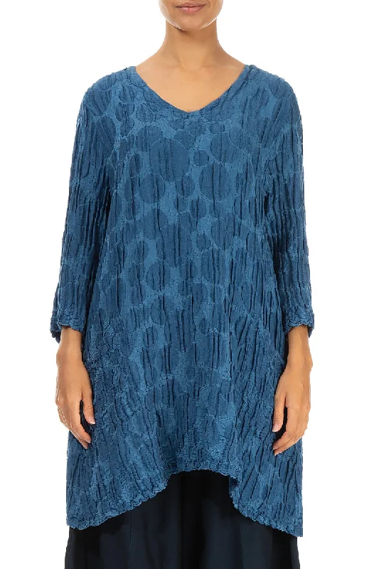 Twin Pockets Azure Circle Silk Linen Tunic