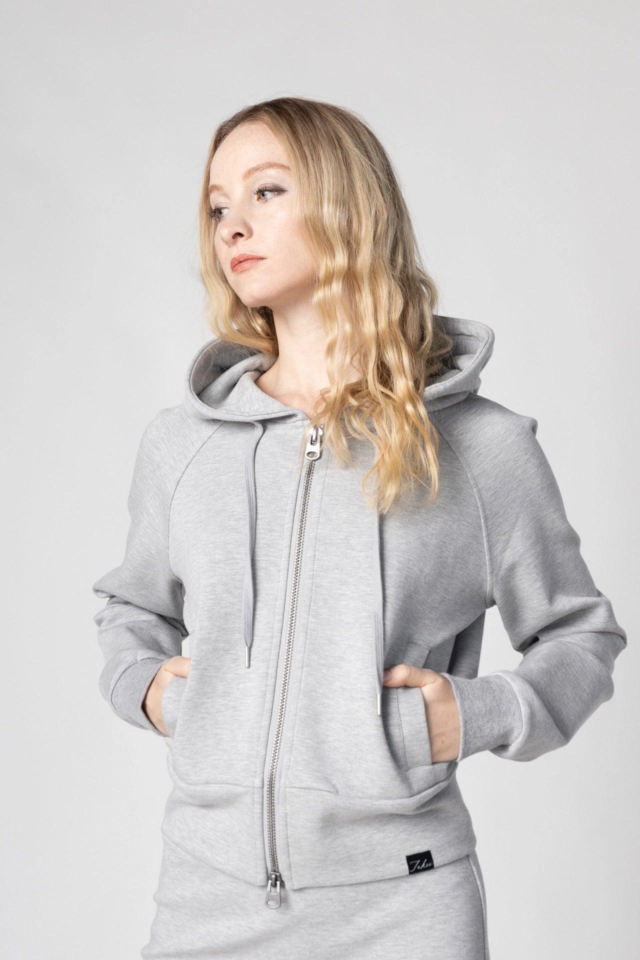 Bamboo Bonded Jersey Cropped Zip-Up Hoodie