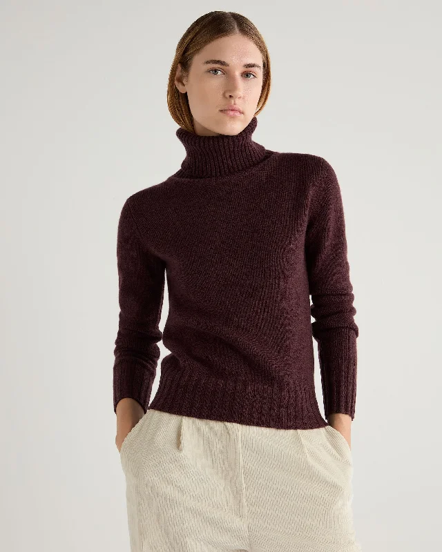 Women's Hazel Chunky Roll Neck Cashmere Jumper Claret Red